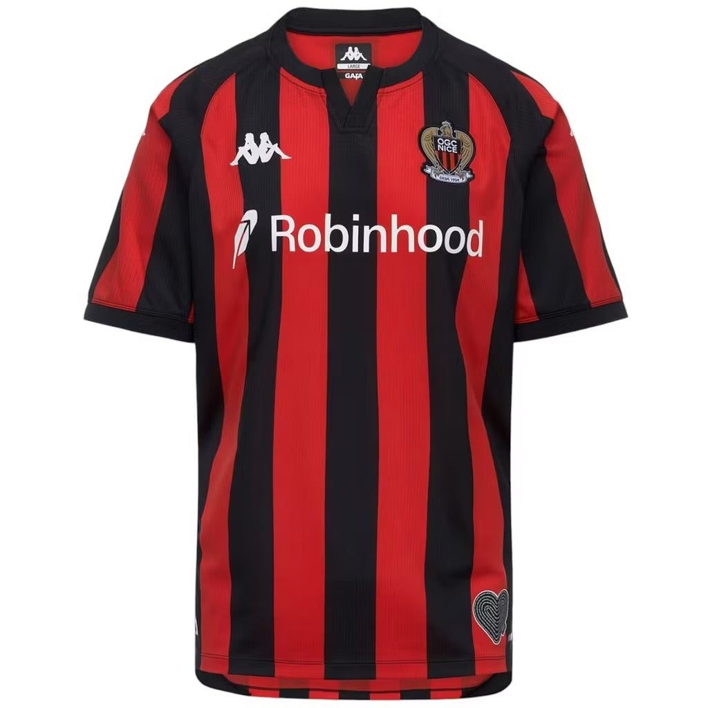 OGC Nice maillot foot domicile 2026 2027 rouge et noir